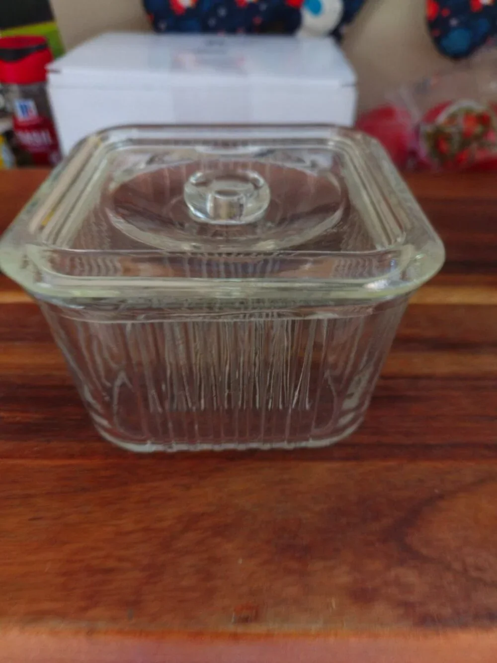 vintage refrigerator box glass dish